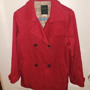 BCBG Red Double-Breasted Trench Coat